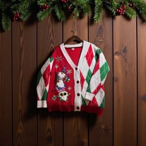 Holiday Editions Women’s Gnomes Long Sleeve Christmas Sweater Size Large